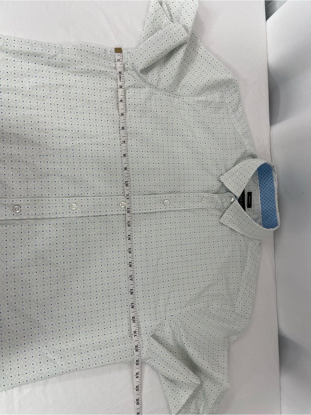 Pronto Uomo Modern Fit L White Geometric Stretch Button Up Shirt Golf Casual - Picture 5 of 9
